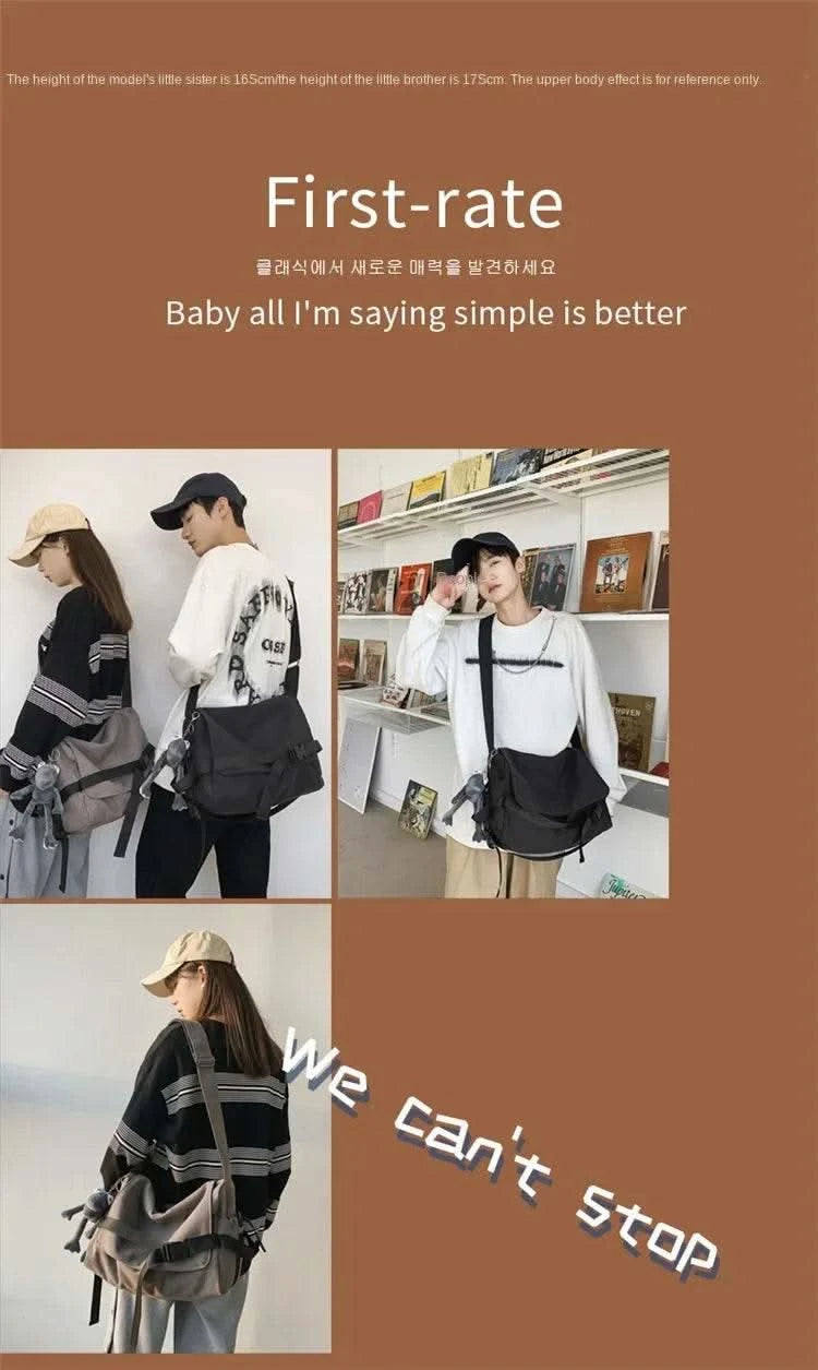Canvas Messenger Bag Ladies Big Capacity Handbags Shoulder Bag Youth Girls Student School Bags Fashion Men Crossbody Bags Bolsos - M & M Global