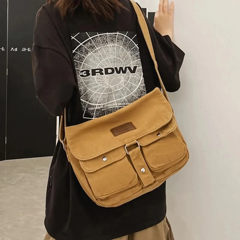 High Quality Canvas Handbag Shoulder Bags Large Capacity Crossbody Bags For Women Simple Casual Messenger Bag Student School Bag - M & M Global