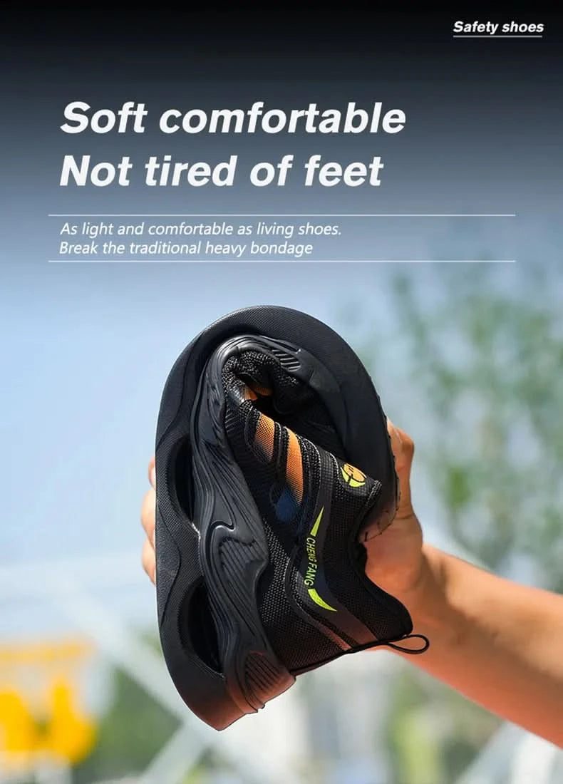 Soft sole lace-free anti-smash and anti-puncture safety shoes
