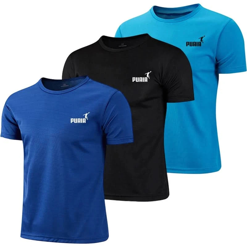 Daily Summer 3 Pack Man Workout Shirts Men Dry Fit Gym Shirts Quick Dry Athletic Short Sleeve T-Shirt Moisture Wicking Breathabe - M & M Global
