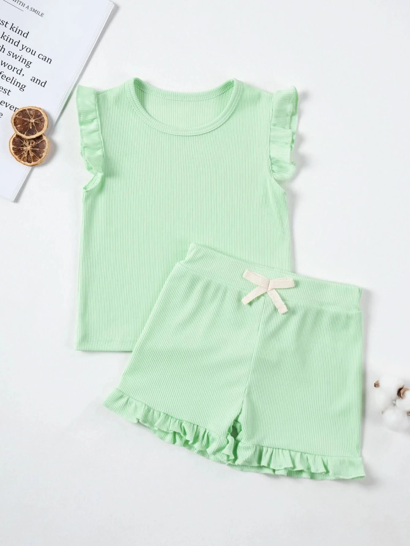 2024 Summer Hot selling Little Girl Daily Casual Clothing Minimalist Little Girl Polyester Set Cool Sleeveless Shorts Set Girl - M & M Global