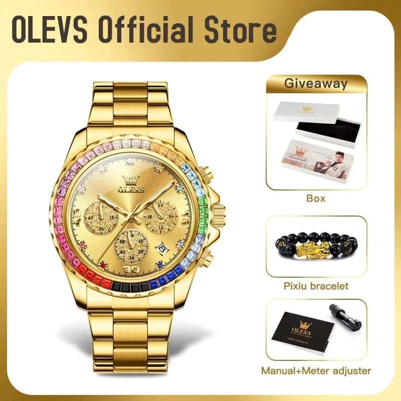 OLEVS 2939 Mens Watch Original Brand Quartz Watch Waterproof Luminous Watch For Men Multifunctional Chronograph Sport Date Reloj - M & M Global