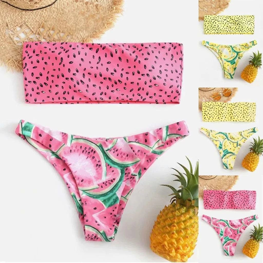 Bikinis Sets Swimsuit For Women Print Tube Up Two Pieces Bikini Push-Up Swimwear Beachwear For WomenFeminine Bikinis - M & M Global
