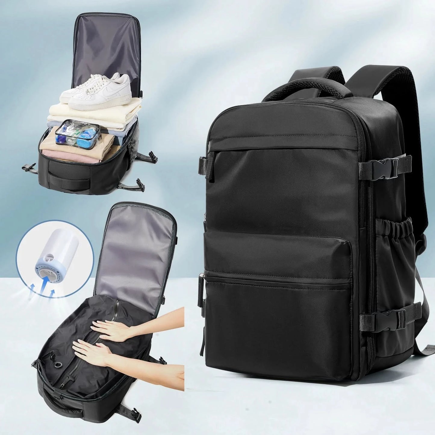 Vacuum Backpack Travel Bag for Men Large Capacity airback Backpack Business Laptop Backpack Women Expandable Backpack School Bag - M & M Global