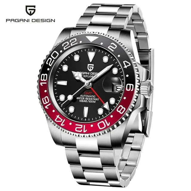 PAGANI DESIGN PD-1662 Luxury GMT Men Mechanical Wristwatch Sapphire Glass Stainless Steel 100M Waterproof Automatic Watches - M & M Global
