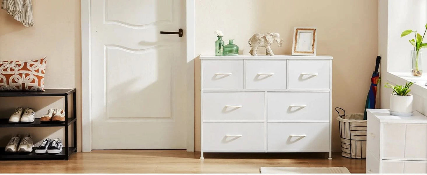 JHK Wardrobes For Bedroom With 5/7/10 White Lover Fabric Drawers Chest Wardrobe Closet For Storage Cabinet Bedroom Of Furniture