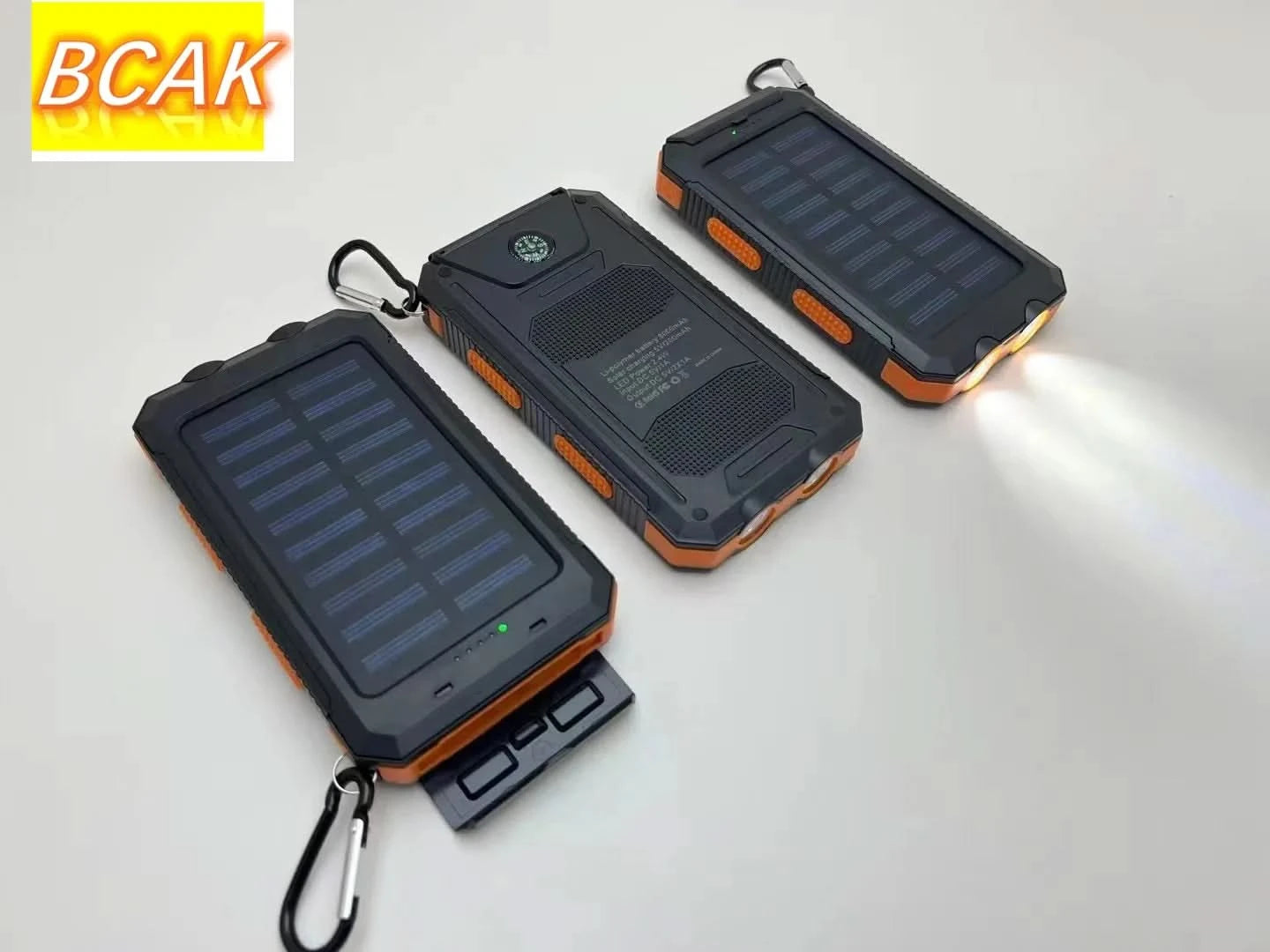 BCAK Brand Power bank Outdoor 200000mAh Large Capacity Solar Power Bank Portable With Lanyard Compass External Battery Camping - M & M Global