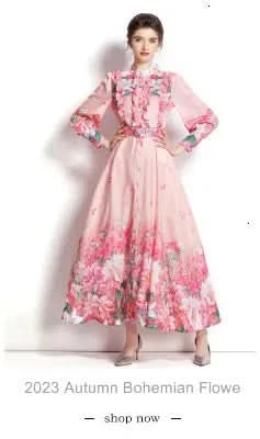 Summer Long Dress Women Runway Blue And White Porcelain Asymmetry Sexy Off The Shoulder Ruffles Hem Loose Robe Maxi Vestidos - M & M Global
