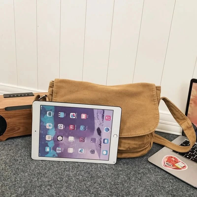 High Quality Canvas Handbag Shoulder Bags Large Capacity Crossbody Bags For Women Simple Casual Messenger Bag Student School Bag - M & M Global