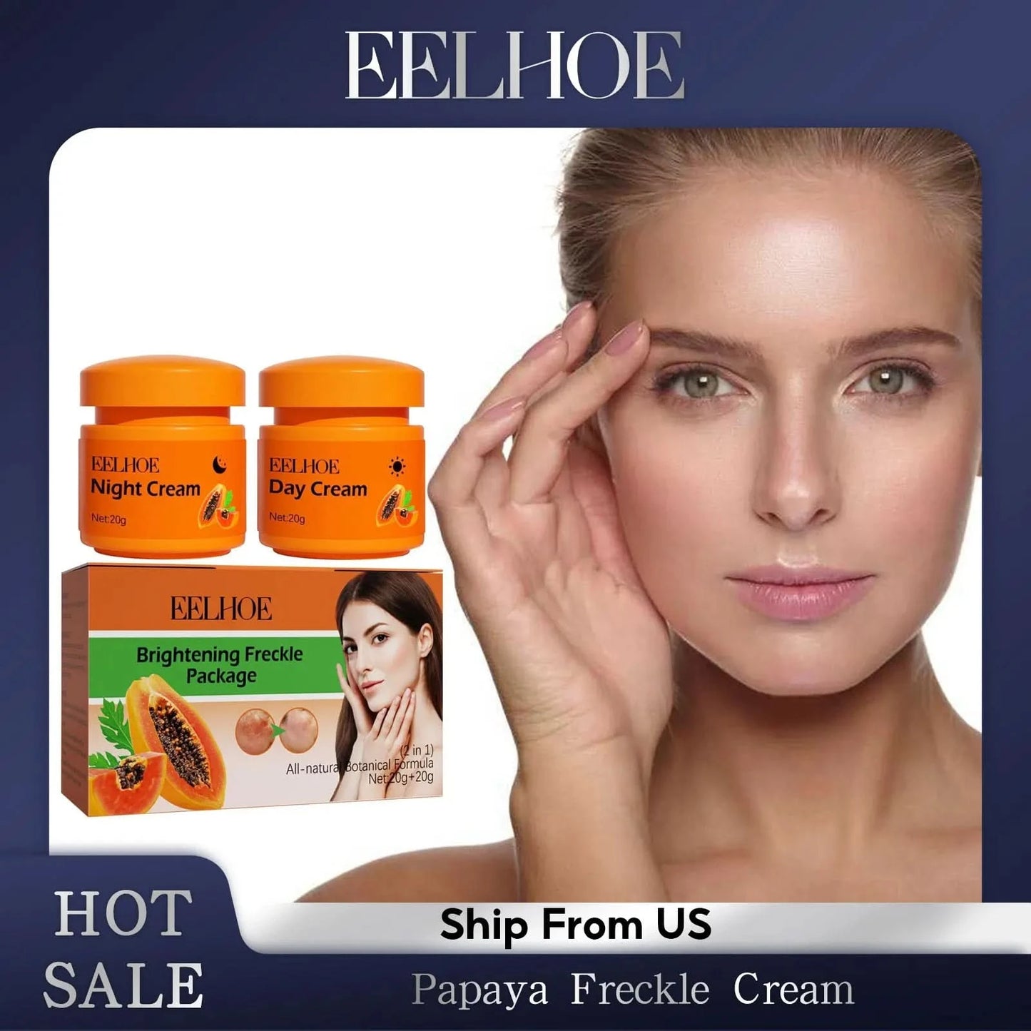 Papaya Day Night Cream Remove Dark Spots Melanin Black Dots Melasma Remover Anti Pigmentation Brighten Whitening Freckle Cream - M & M Global