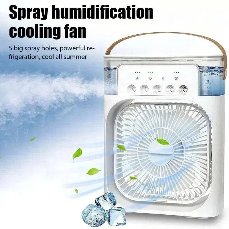 3 In 1 Fan AIr Conditioner Household Small Air Cooler LED Night Light Portable Humidifier Air Adjustment Fan Office Home Fan New - M & M Global