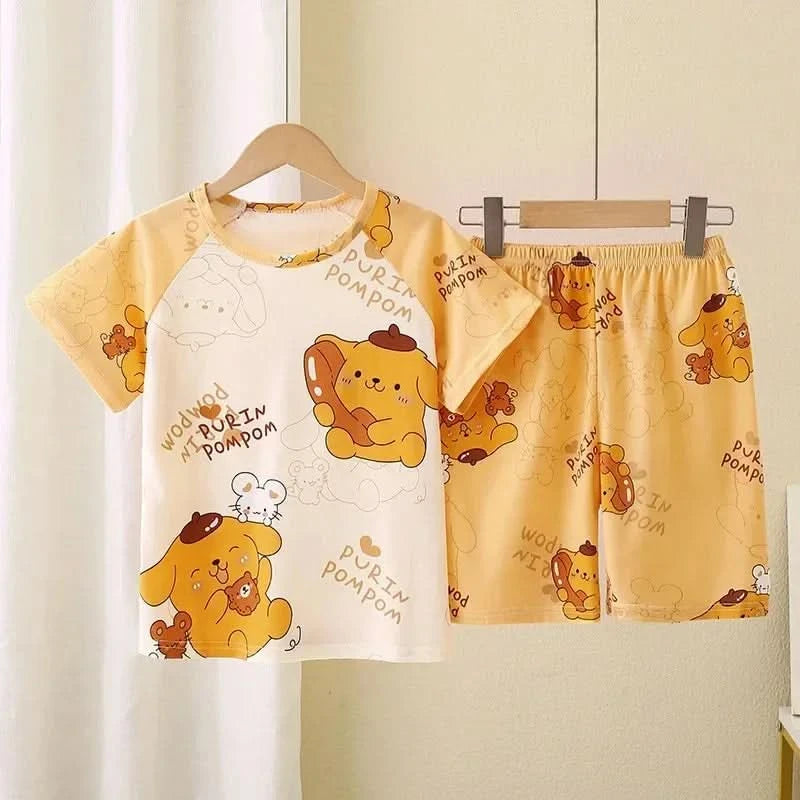 Saniro Hello Kitty Clothes Set Short Sleeve 2pcs Tshirt+Short 1 2 3 Years Old Summer New Clothing Girls Casual Loose - M & M Global
