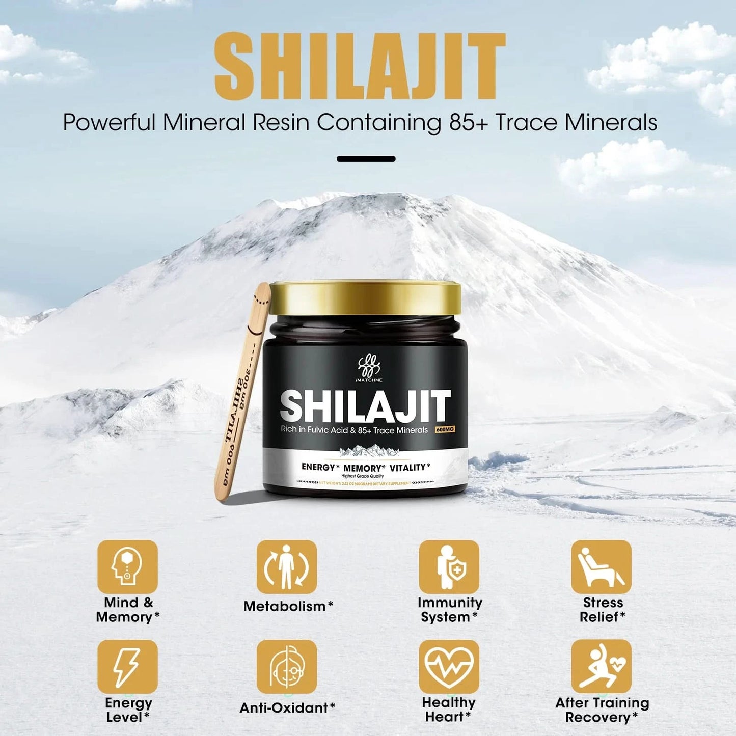 Pure Shilajit Supplement for Men & Women –85+ Trace Minerals & Fulvic Acid - Energy, Brain, Immunity – Himalaya Shilajit Resin - M & M Global