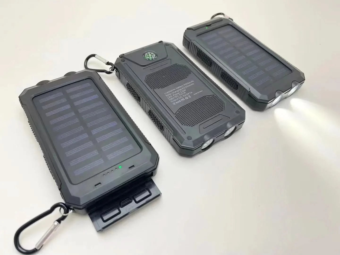 BCAK Brand Power bank Outdoor 200000mAh Large Capacity Solar Power Bank Portable With Lanyard Compass External Battery Camping - M & M Global