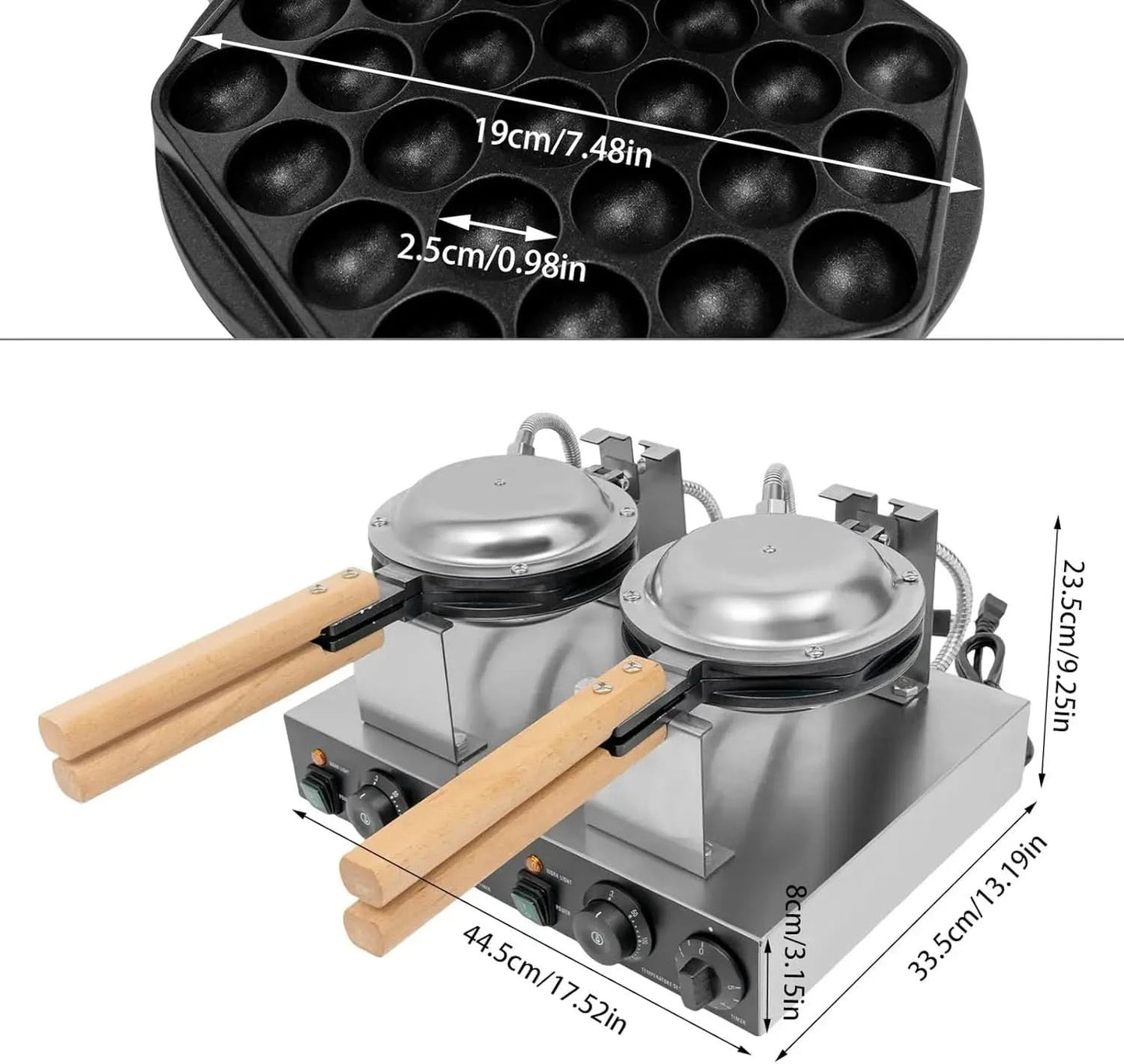 Double-head Honeycomb Egg Waffle Making Machine Non Stick Stainless Steel Pancake Maker Hong Kong Egg Waffle Maker For Restauran - M & M Global