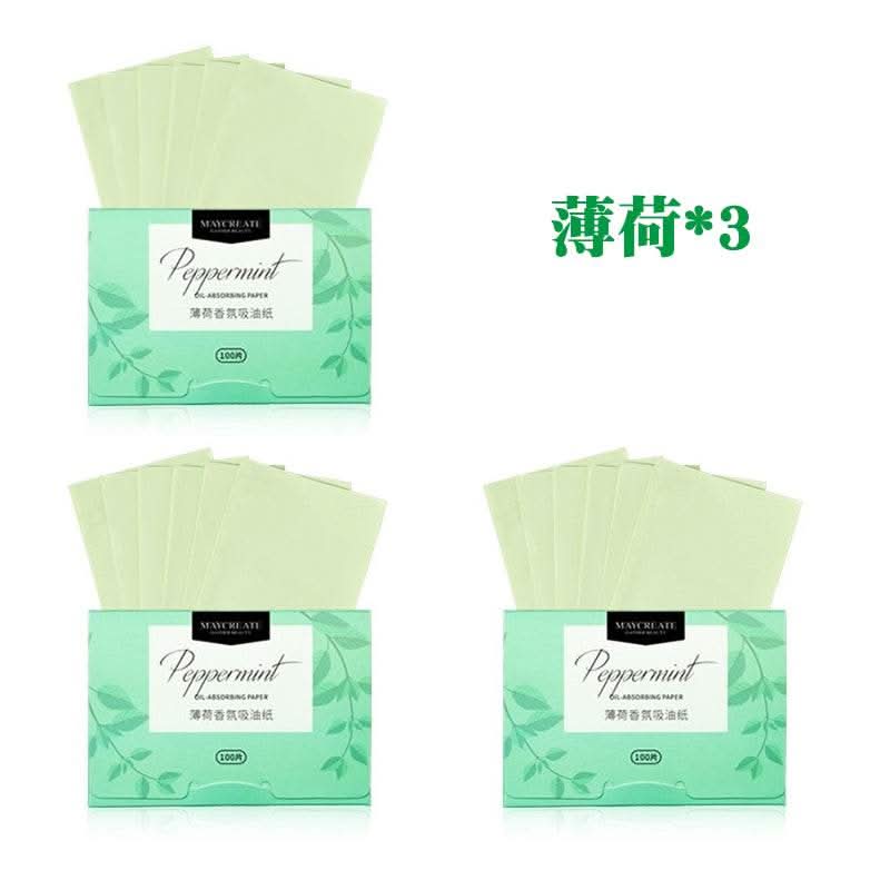 300pcs/box Portable Facial Oil-Absorbing Papers Oil Blotting Sheets Oil Control Face Skin Care Tools for Men and Women Green Tea - M & M Global