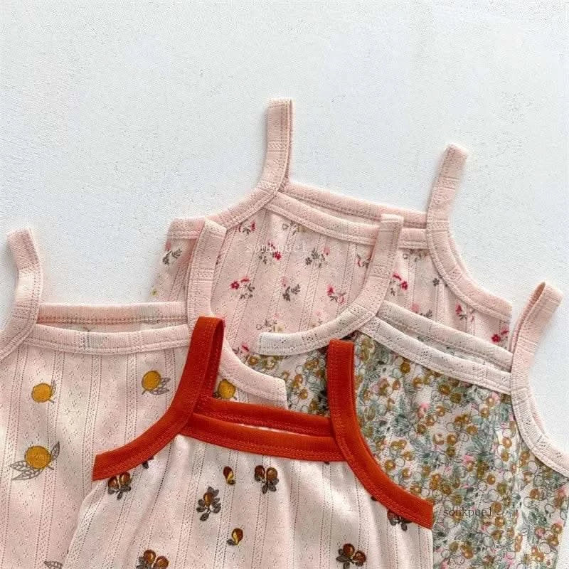 Baby Clothes Sets Summer Toddler Girl Strap Suits Cotton Printing Baby Boy Tops Tee and Shorts Infant Tracksuit Newborn Sets - M & M Global