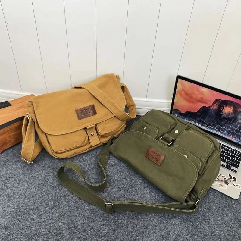 High Quality Canvas Handbag Shoulder Bags Large Capacity Crossbody Bags For Women Simple Casual Messenger Bag Student School Bag - M & M Global