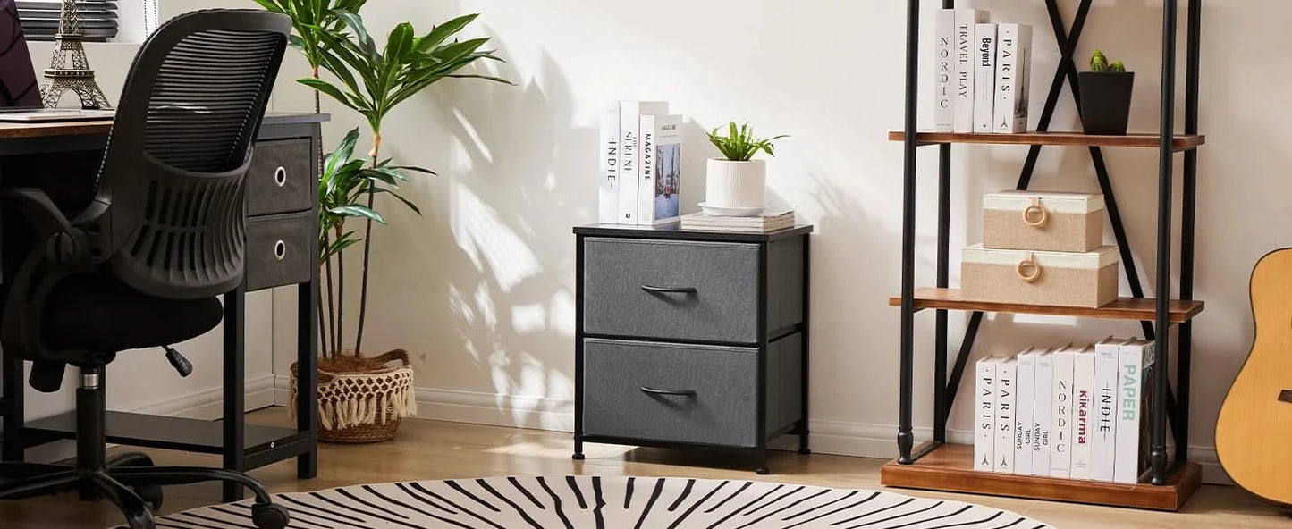 JHK Cabinet For Living Room With 2 Fabric Drawers Beside Nightstand Tables Storage Closet Chest Clothes Display Of Furniture