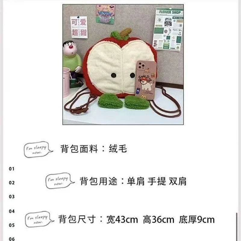 Anime Love and Deepspace Caleb Cosplay Fluffy Apple Drawstring Backpack Cartoon Shoulders Bag Large Capacity Knapsack Xmas Gift - M & M Global