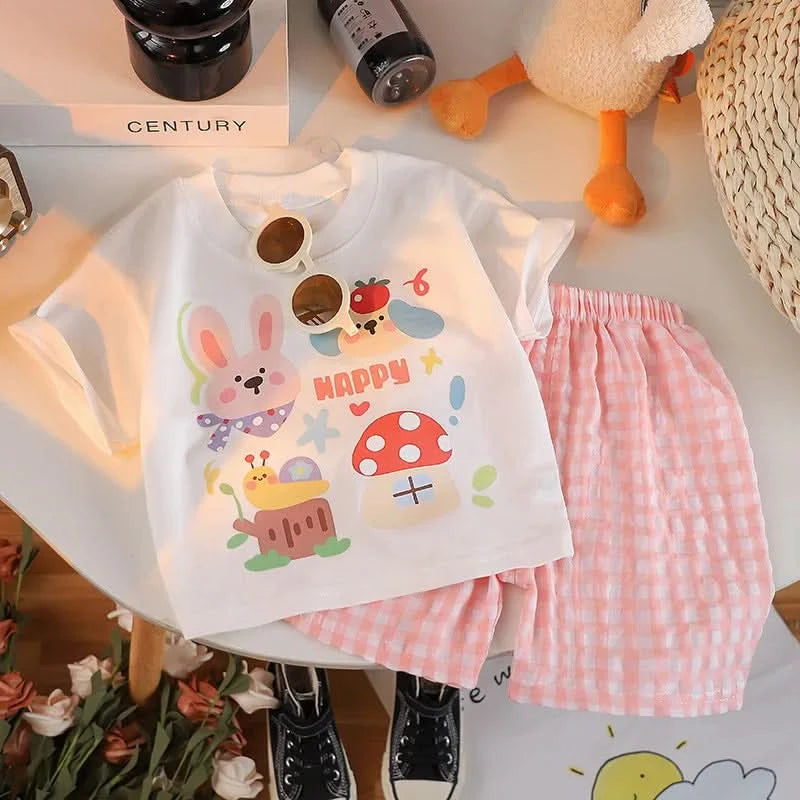 Cartoon Baby Boys and Girls Animals Clothing Sets Summer Short Sleeve Cotton Tops +Shorts PCS Casual - M & M Global