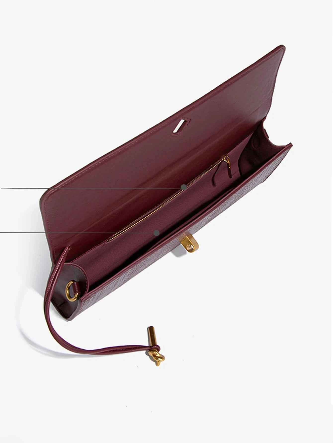 Burgundy bag cherry red envelope wine red envelope upscale new handbag European and American fashion crocodile flip hand organ b - M & M Global
