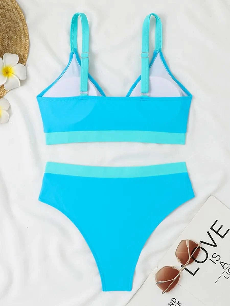2025 Strappy Bikini High Waist Swimsuit Women Sexy Solid Swimwear Female Bathers Swimming Bathing Swimming Swim Suit Beachwear - M & M Global