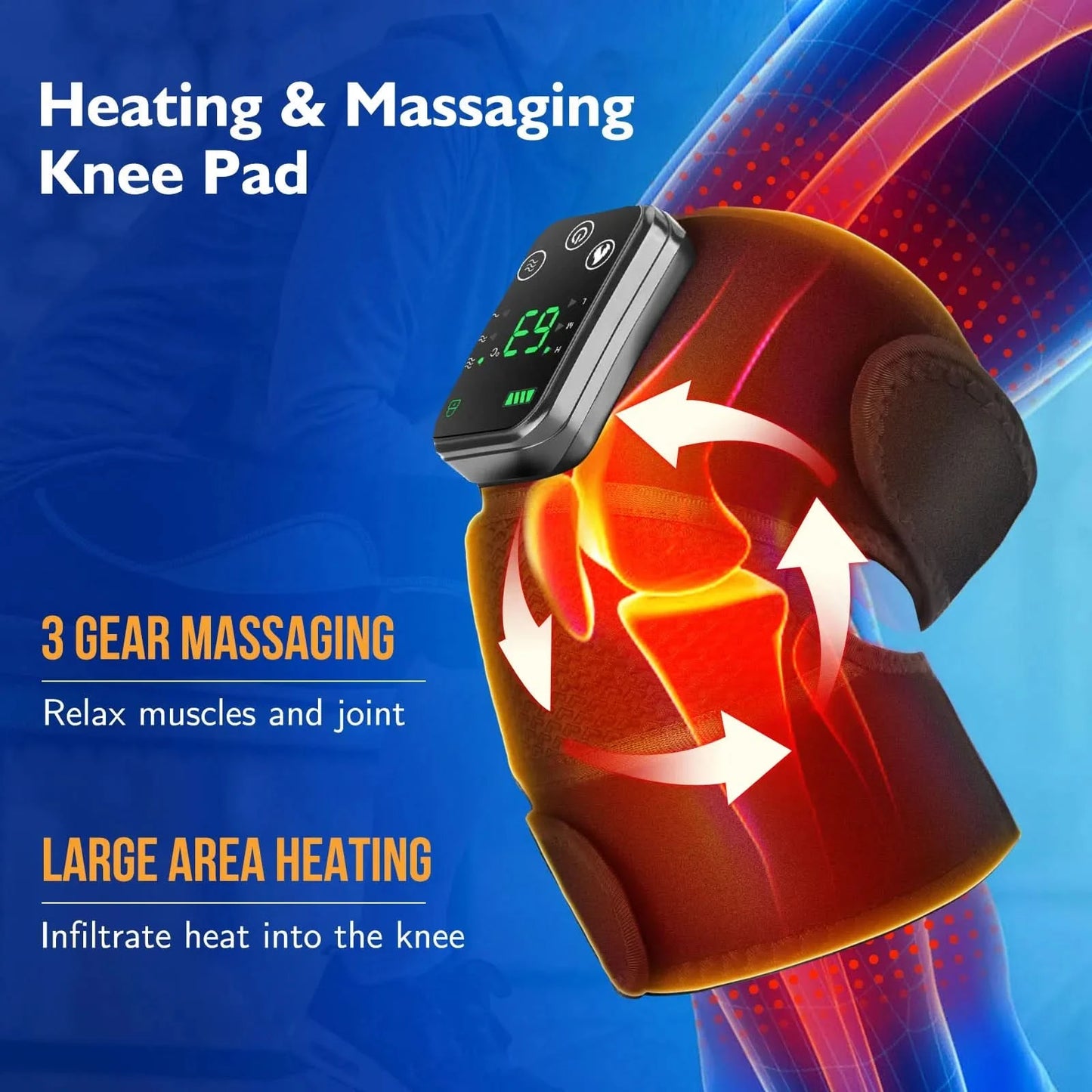 Knee Heating Massager Joint Physiotherapy Quick Effect Electric Pain Relief Hot Compress Vibration Massage Rechargeable Gift - M & M Global
