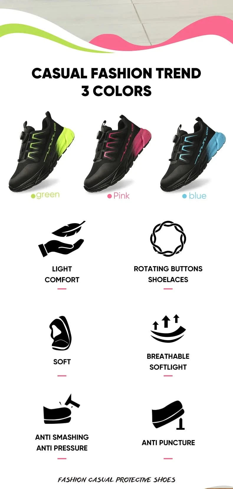 New women's anti-puncture anti-smash breathable fashion safety protection shoes