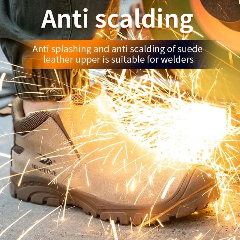 Composite Toe Safety Shoes Metatarsal Protection Anti-Puncture Work Boots Slip-Resistant Sole Anti-Hot Welders Protective Shoes