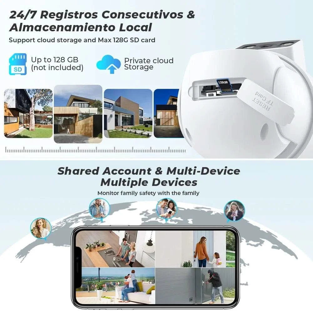 8MP 4K Outdoor Wifi Security Camera Dual Lens Dual Screens Video Surveillance Camera Home Smart Human Detection ICSEE APP - M & M Global