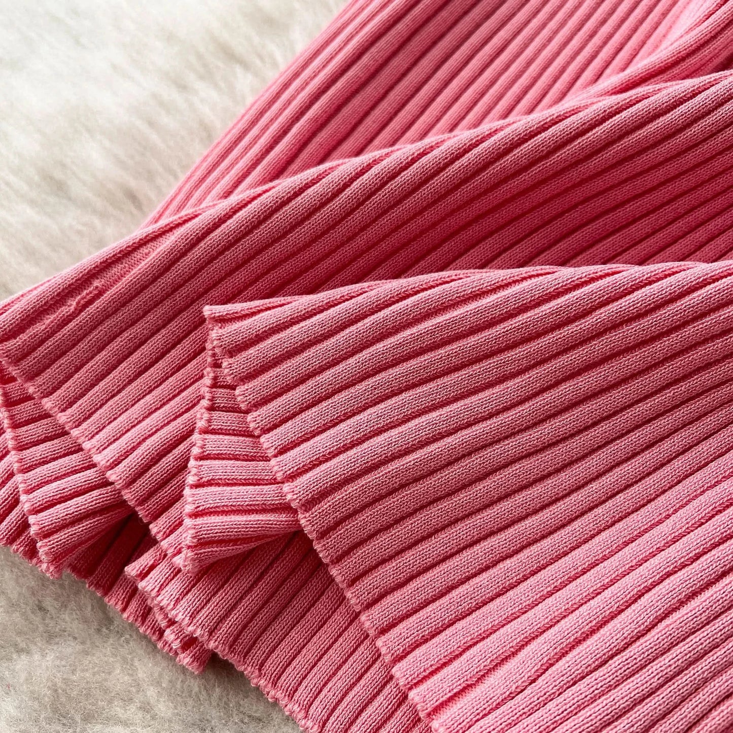 Summer Elastic Women Solid Knit Dress Summer Rose Red Retro Loose Sundress Sets 2024 bodycon Streetwear Sheer Beach Long Dress - M & M Global