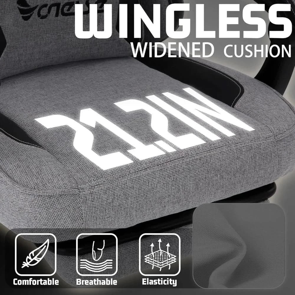 Gaming Chair,Computer Chair Fabric with Pocket Spring Cushion, Office Chair with Footrest and Massage Lumbar Support, Reclining