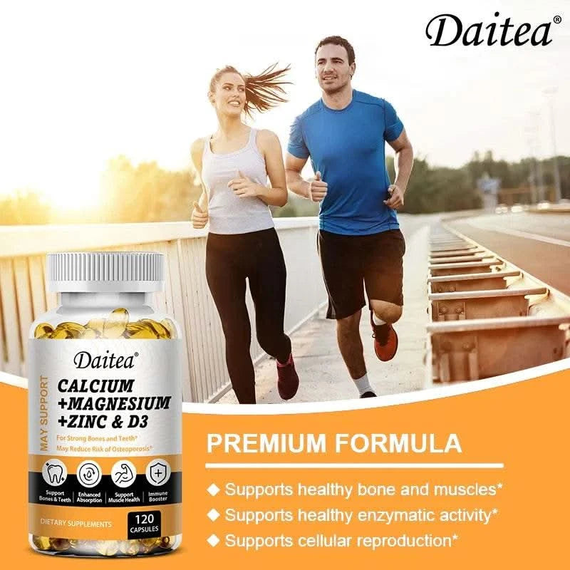 Calcium, Magnesium, Zinc + Vitamin D3 for Healthy Teeth, Bones and Muscles, Heart and Nervous System Health, Immune Function - M & M Global
