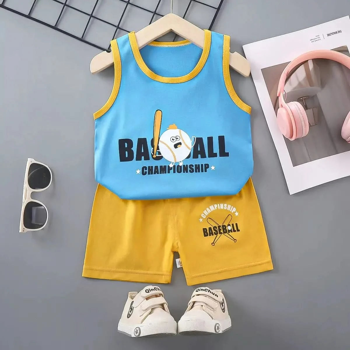 1 Set Summer Cotton Children Sets Kids Clothes Boys Girls Vest Suit Children's Clothing Baby T-Shirts Shorts Tank Top Sleeveless - M & M Global
