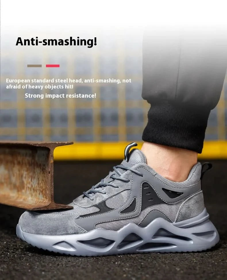 Men's Comfortable Soft-Soled Smash and Puncture Resistant Work Shoes