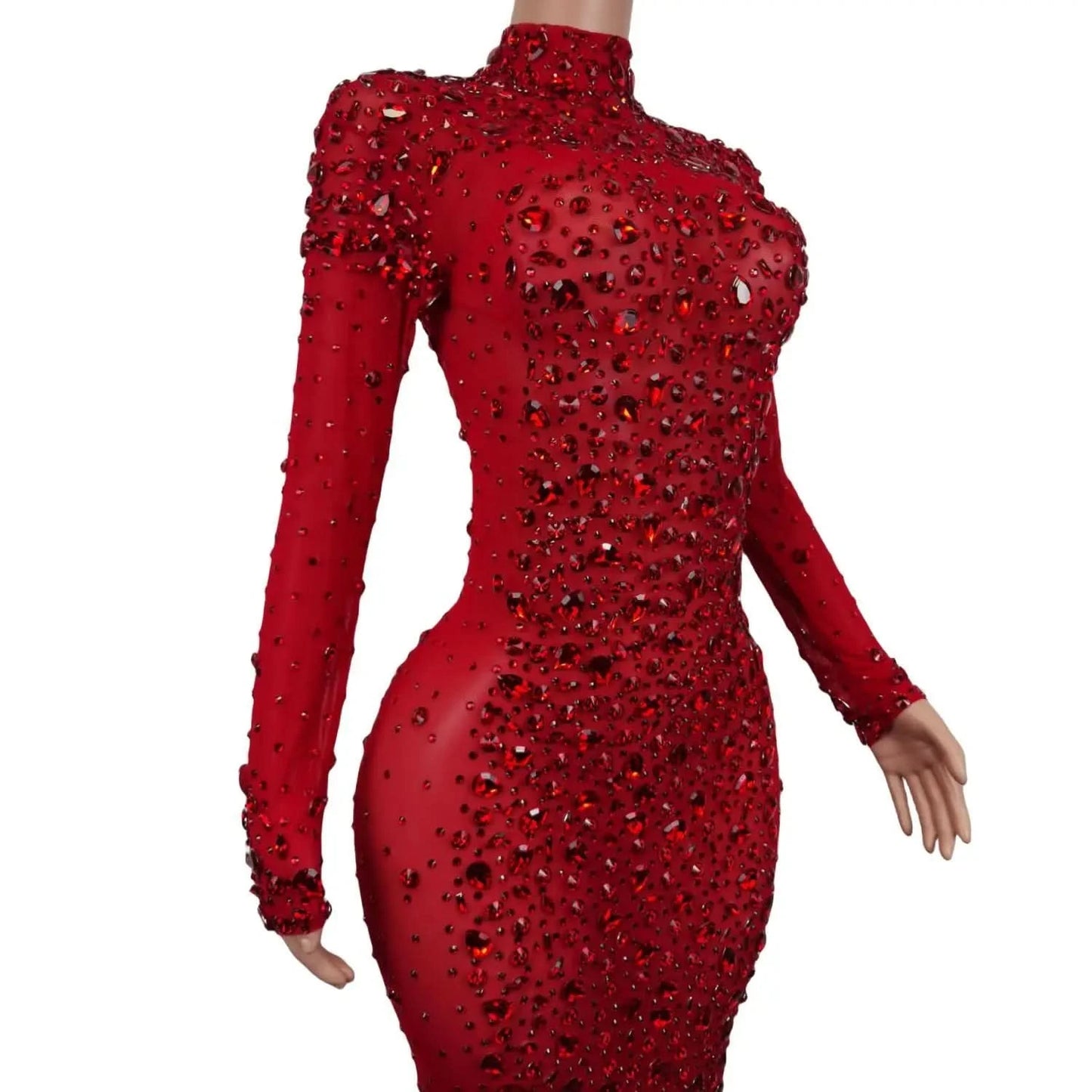 Sexy Party Banquet Evening Dresses Women Sparkly Rhinestone Long Dress Nightclub Singer Stage Costume Festival Clothing Cuixing - M & M Global