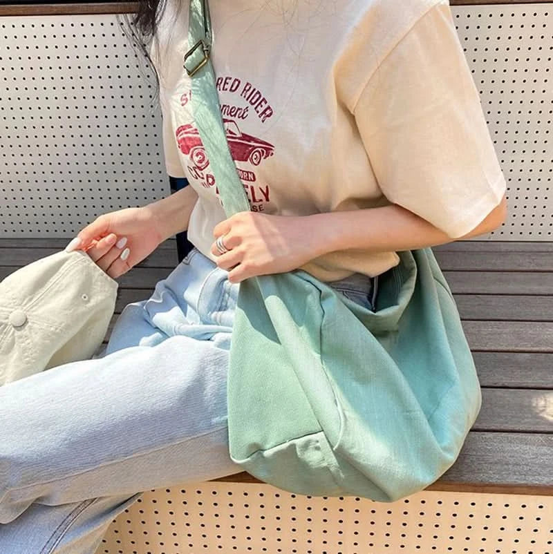 Women Shoulder Bag Large Canvas Crossbody Bags For Women Fashion Korean Female Student School Bag Chic Messenger Bag Handbags - M & M Global