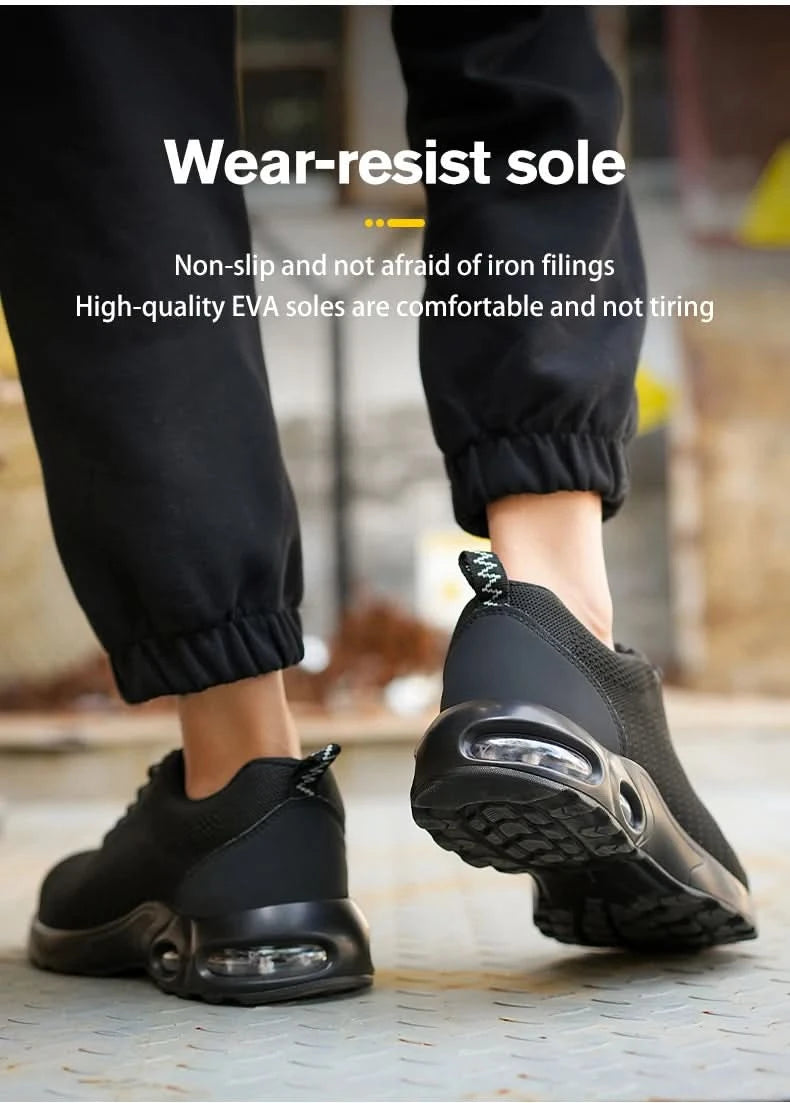 Fashionable breathable soft sole air cushion anti-smash and anti-puncture work shoes