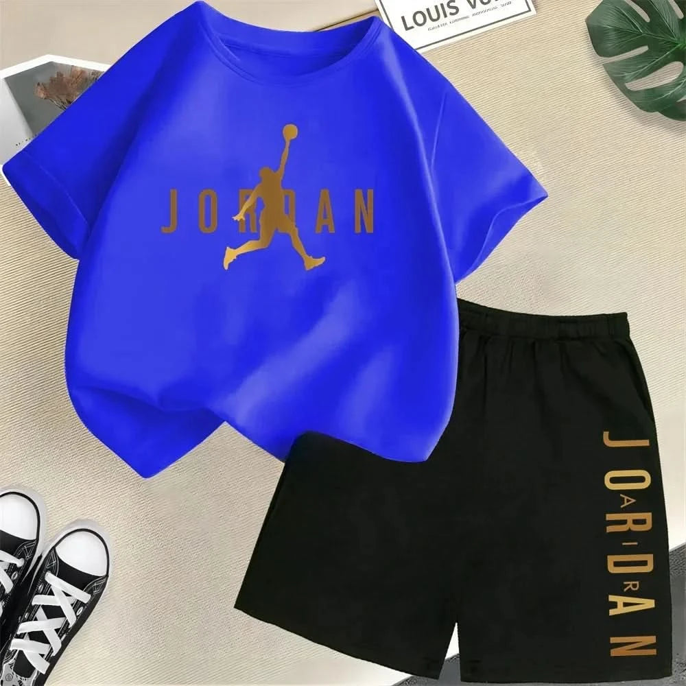 Hot Sales Summer Slam Dunk Master Pattern Print Children Short Sleeve T-shirt+Shorts 2pcs Set Kids Boy Girl Fashion Sportsuit - M & M Global