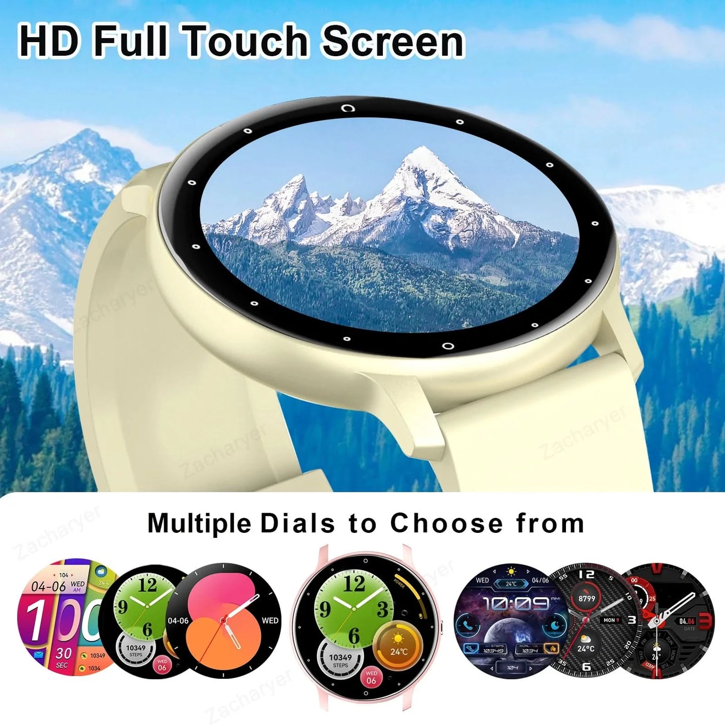 Smart watch with full touch screen, call, message reminder and other functions, compatible with iPhone/Android phones