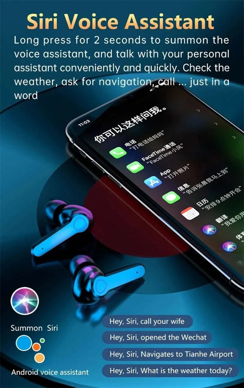 #M19 Bluetooth Headset Wireless Tws Gaming Support Noise-cancelling Touch In-ear Mini Emergency Power Bank Headset - M & M Global
