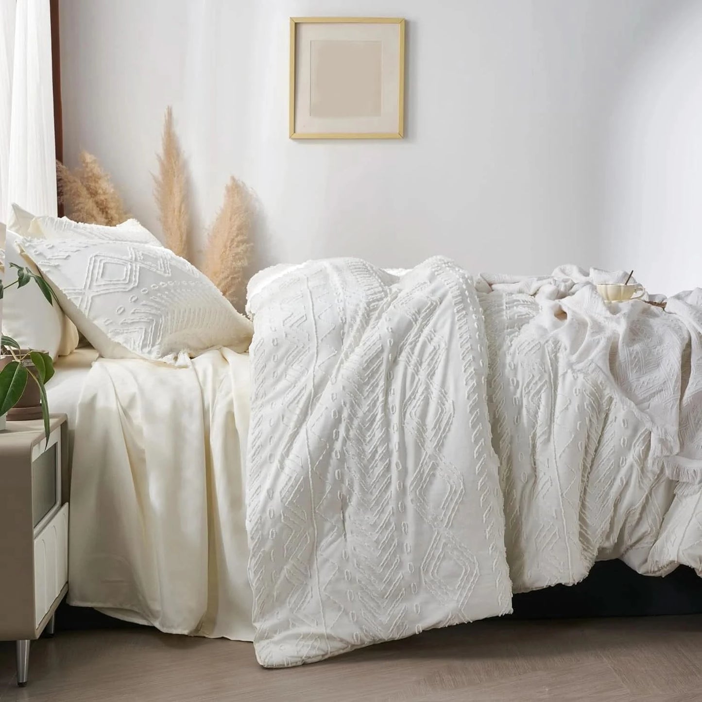 1515/5000 7-Pcs Bohemian tufted Comforter sets, soft comfort, Bedding Sets, room decor, all-season, Queen/King