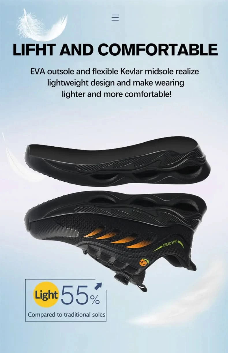 Soft sole lace-free anti-smash and anti-puncture safety shoes