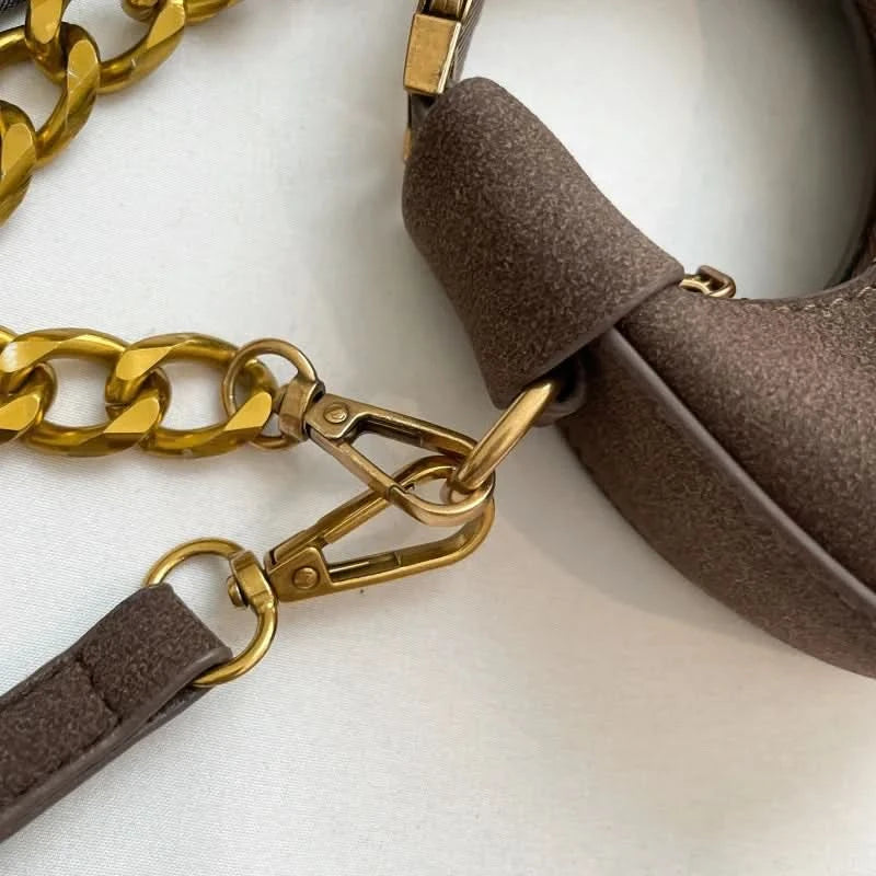 Mini Semicircle Saddle Crossbody Bag For Women Luxury Lemon Color Handbag Half Moon Bag Fashion Chain Lady Cross Body Bag - M & M Global
