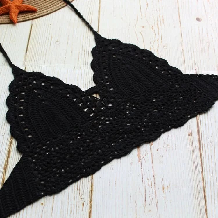 Sexy Style Hand Crochet Solid Color Bikini Beachwear Women Beach Holiday Hollow Out Tie Up Swimsuit Sun Bathing Clothes - M & M Global