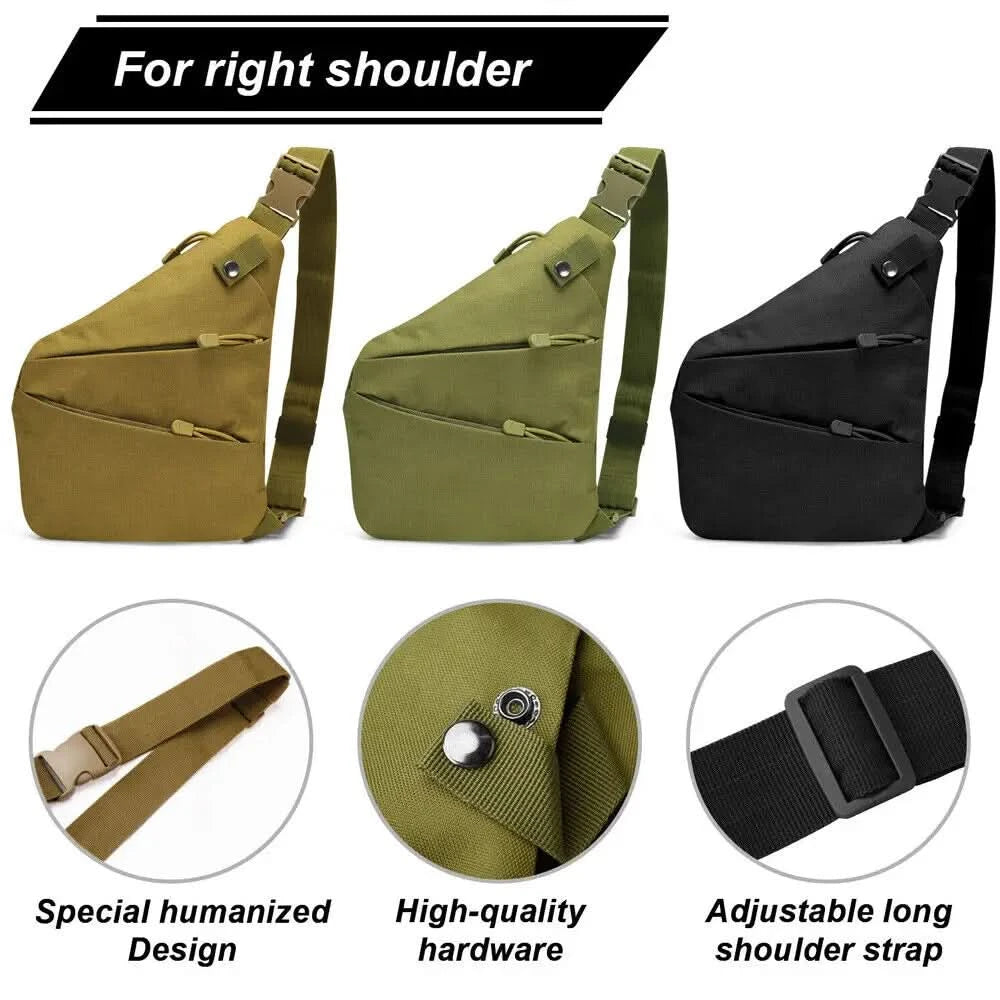 Holster Men's Left Right Nylon Shoulder Bag Anti-theft Bag Chest Bag Hunting Multifunctional Concealed Tactical Storage Gun Bag - M & M Global