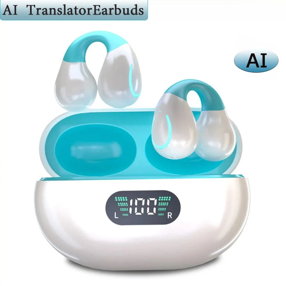 GREATWALL New AI Translation Earphones, Ear Clip High Definition Stereo Sound Quality Sports Fitness Wireless Earphones