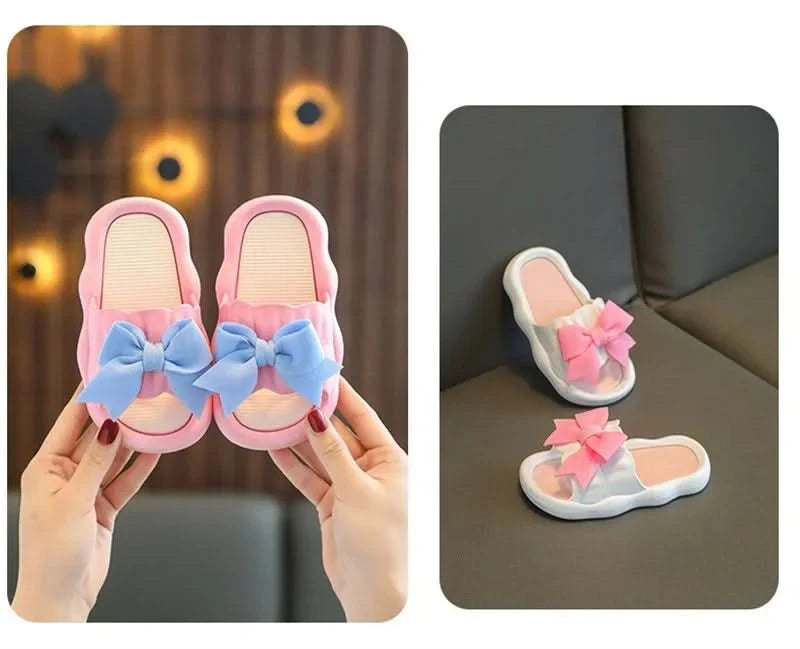 Summer New Kids Home Shoes Anti Slip Soft Sole Girls Bath Slipper Cartoon Cute Flower Bow Princess Slippers Children Beach Shoes - M & M Global
