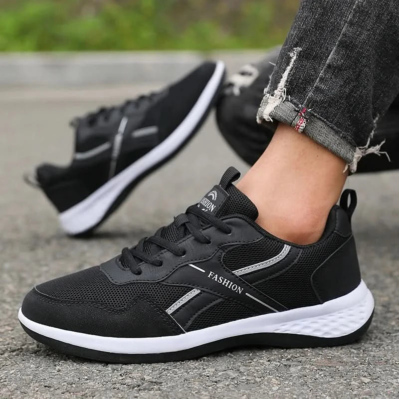 Men's Pu Leather Shoes 2025 New Lightweight Non-slip Sneakers Breathable Male Outdoor Running Shoes Lace Up Soft Sport Shoes - M & M Global
